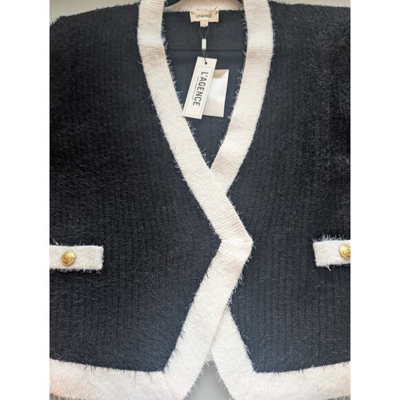 NWT L'AGENCE Georgia Contrast Cardigan Blazer Size XXL Black/White #3D513 - Picture 6 of 14